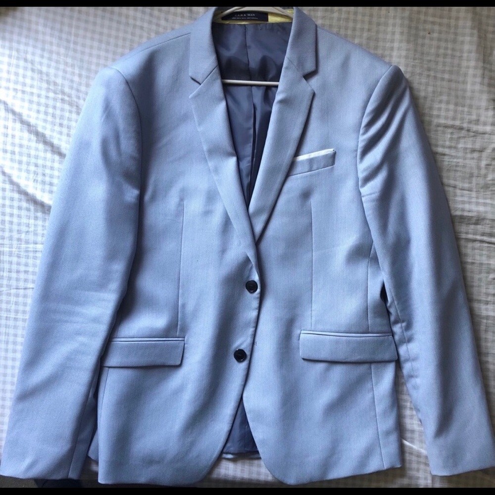 Zara MAN Powder Blue Slim Fit Blazer 44R